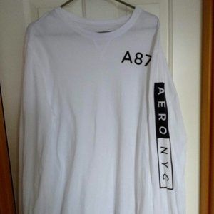 Aeropostale NYC Long Sleeve White Graphic Tee